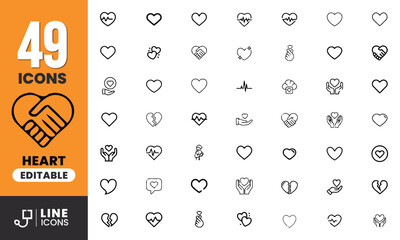 Thin Line Heart and Emotion Icon Set Pack