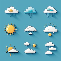 Sunny and cloudy day weather icons set