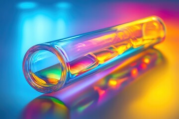 Colorful iridescent glass tube.
