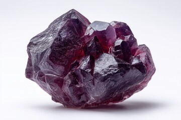 Vibrant amethyst crystal close up on white backdrop