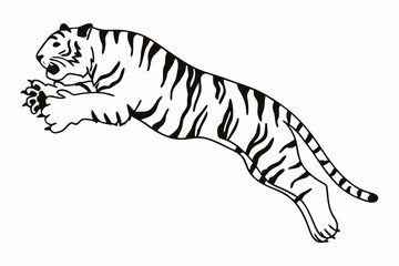 Jumping Tiger Line Art