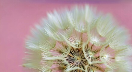 Peaceful White Flower Seed Head on a Soft Pink Backdrop