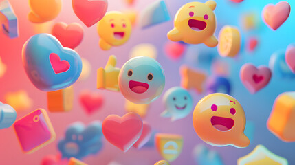3d Illustration of floating social media react icon