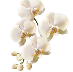 Obraz premium Elegant white orchid flowers in full bloom with buds against a transparent background