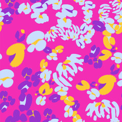 Floral colorful seamless pattern with abstract different flowers. Vector background, design, print, wrapping paper, wallpaper, textile