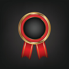Luxury Red and Gold Award Badge with Ribbon Design
