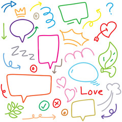 hand drawn potrait background colorful doodle vector set, love, Natural , star, cloud, weather, rainbow, flower, bubble, heart and creative design vector collection.