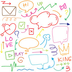 hand drawn potrait background colorful doodle vector set, love, Natural , star, cloud, weather, rainbow, flower, bubble, heart and creative design vector collection.