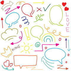 hand drawn potrait background colorful doodle vector set, love, Natural , star, cloud, weather, rainbow, flower, bubble, heart and creative design vector collection.