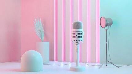 3d Microphone with pop filter on a stand smart