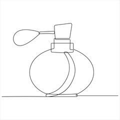 One line drawing of perfume bottle minimalist beauty product continuous line art vector illustration