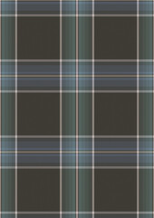 Seamless Dark Brown Plaid Pattern with Blue and Teal Stripes