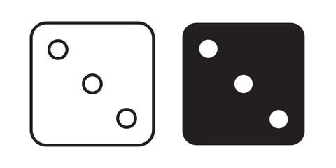 Dice three icon symbol collection. Flat vector stock illustration