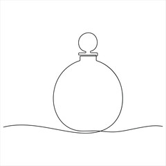 One line drawing of perfume bottle minimalist beauty product continuous line art vector illustration