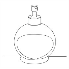 One line drawing of perfume bottle minimalist beauty product continuous line art vector illustration
