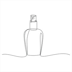One line drawing of perfume bottle minimalist beauty product continuous line art vector illustration