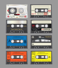 Plastic audio cassette . Vector illustration