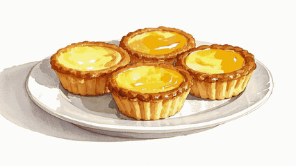 Golden Custard Glow Custard Tart isolated watercolor vector illustration svg