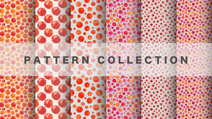Polka dot in watercolor style, 6 pattern data sets, red

