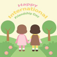 Abstract Friendship Design with Overlapping Shapes and Vibrant CMYK Colors