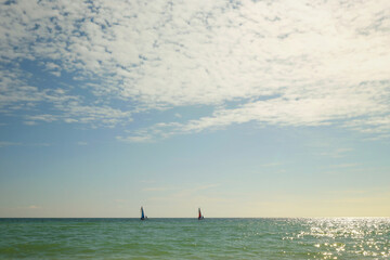 Two sailboats in beautiful Gulf of Mexico Anna Maria Island