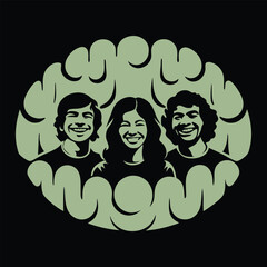 Colorful Friendship Design Featuring Intertwined Shapes and Text Elements in CMYK