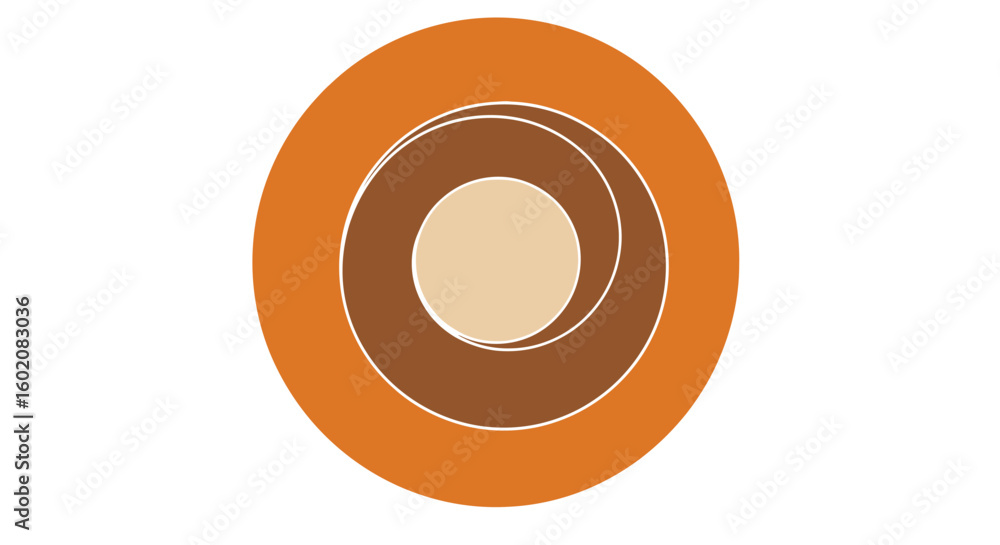 Poster concentric circles in earthy tones simple and abstract design.