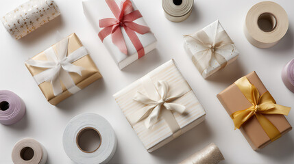 white gift box with ribbon