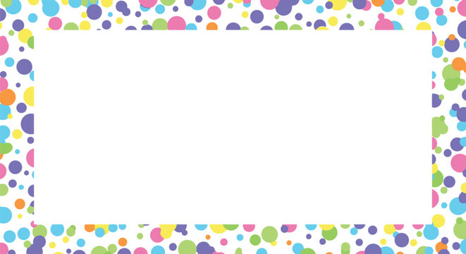 Colorful polka dot frame background for party invitations and graphic design projects template
