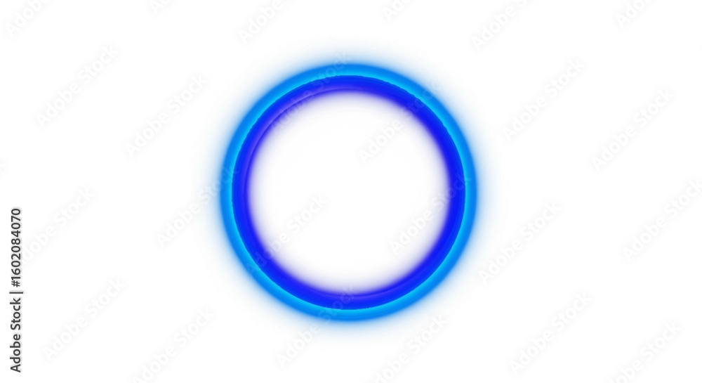 Poster glowing blue circular design with gradient and soft edges.