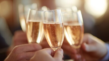 Celebratory clinking of effervescent flutes, auburn symphony, toasts of unity, capturing the joie de vivre of Festivus gatherings