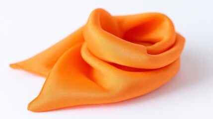 A vibrant tangerine silk handkerchief folded with elegant precision, reminiscent of Diwali festivities and autumnal equinox rituals