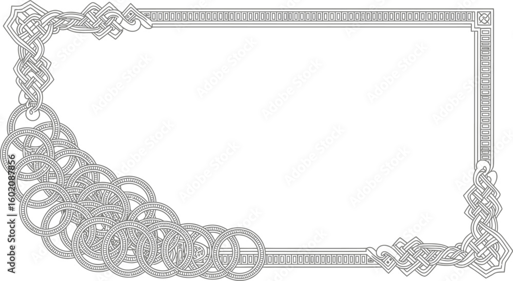 Poster celtic knot frame border vector graphic design element for invitations and decorative use ninety fiv