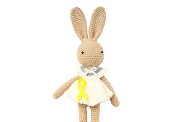 Crochet bunny doll for kids or decor, isolated on white, PNG