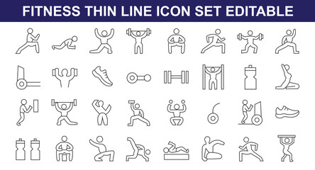 Fitness modern training line thin icon editable vector fitness gym useful icon set design