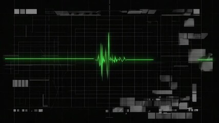 Glitching Heartbeat Monitor Display Showing EKG Pulse on Dark Futuristic Interface - Powered by Adobe