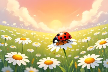 ladybug on daisy