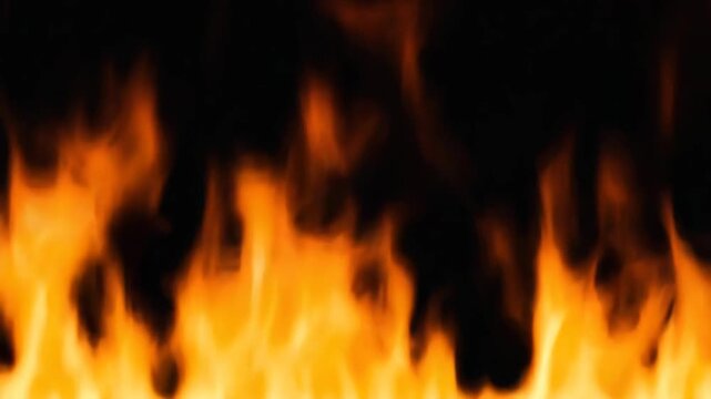 Burning Flames Animation on Black Background for Heat, Energy, and Fire Effects