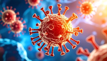 Close-up of virus particles