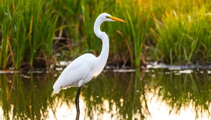 Naklejka premium Egrets in marsh at dawn