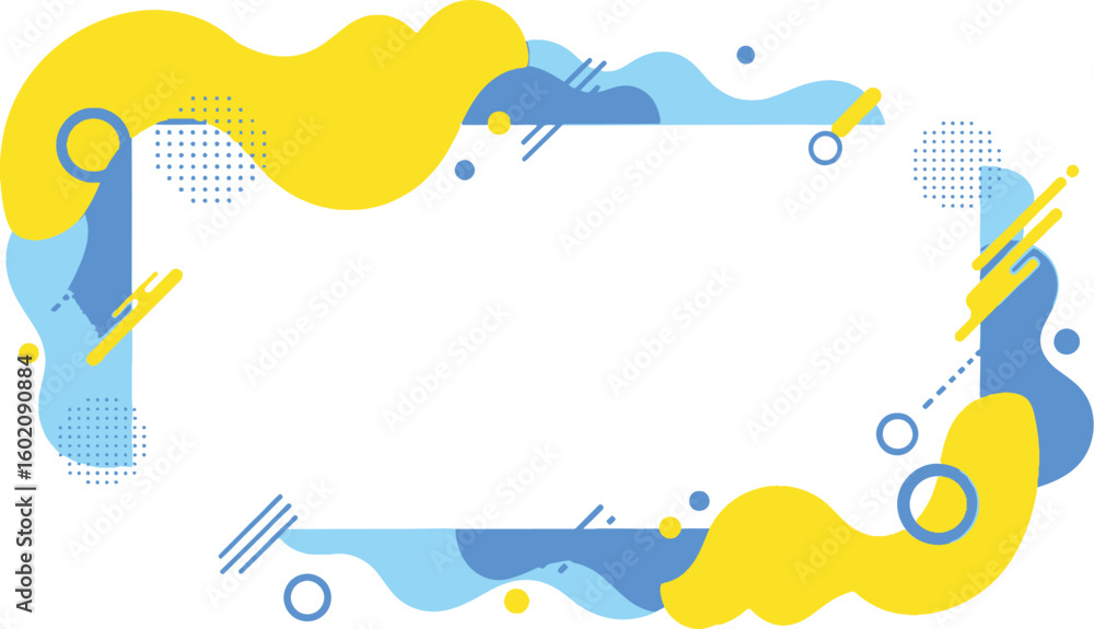 Aufkleber abstract frame design vector graphic with yellow and blue shapes for modern presentation template