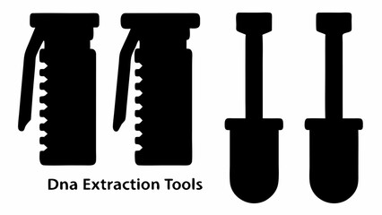 Illustration of two black extraction tools and two black shovels on a white background image art