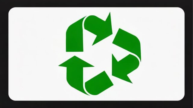 Flat Green Recycling Icon on White and Black Background