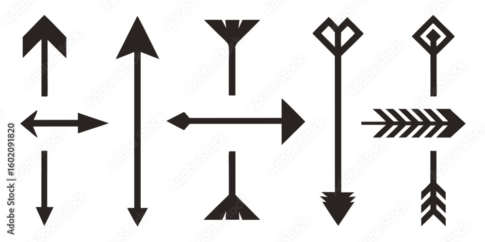 Poster a collection of colorful arrow clipart vectors pointing in various directions on a white background.