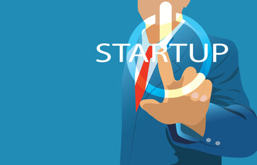 Start up a business growth,businessman  startup business. male investor accelerate start-up project concept.vector, illustration