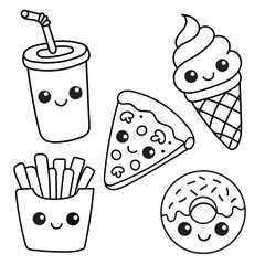 fast food symbols, doodle vector illlustration