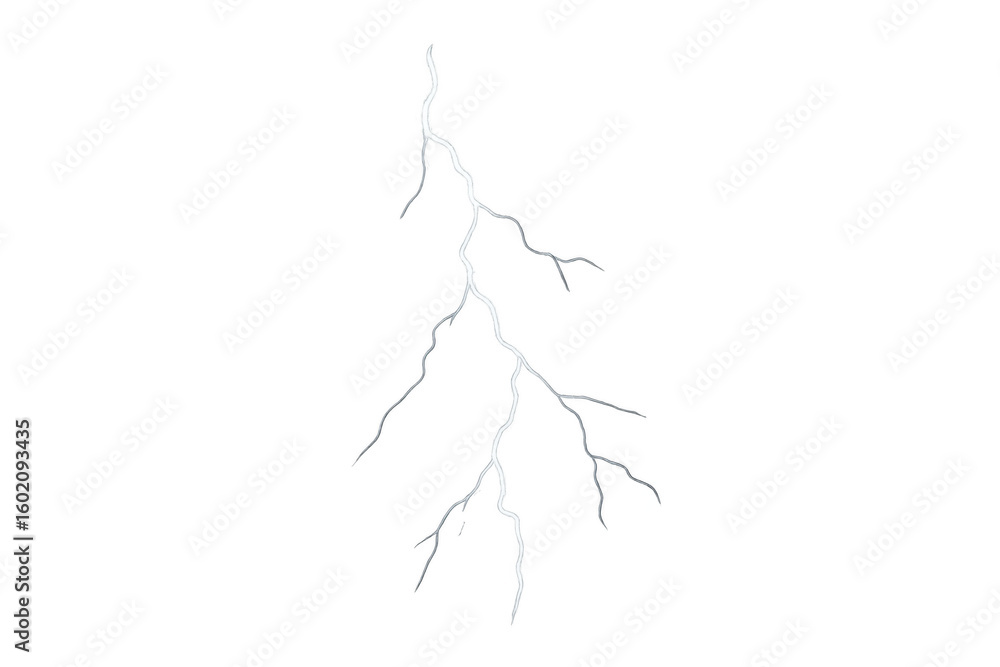 Poster lightning bolt striking down with branching electric discharges, creating a dramatic effect on a tra