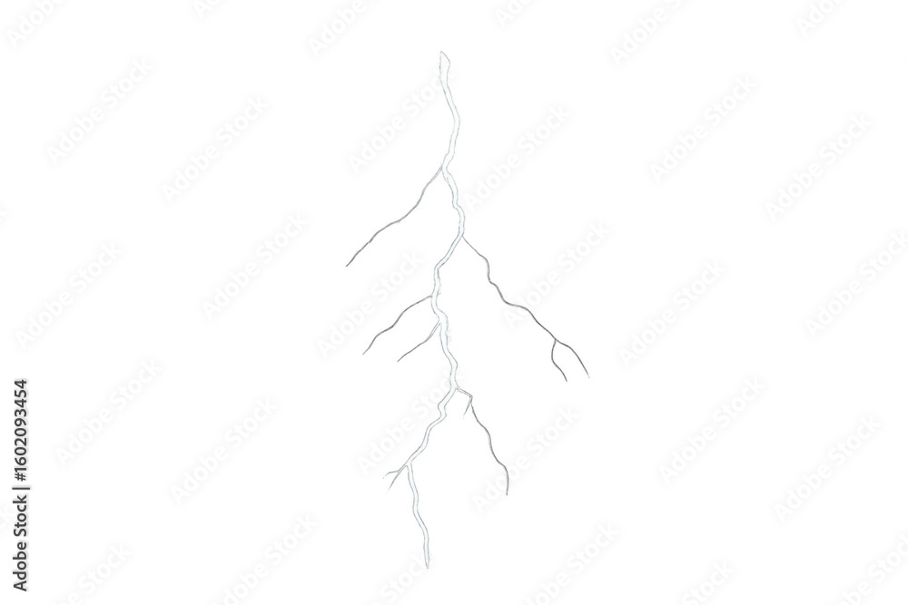 Poster lightning bolt with electrifying branched pattern, transparent backdrop offering dynamic visual desi