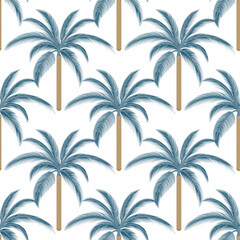 Seamless palm tree pattern featuring tropical botanical elements. This design is perfect for summer.	
