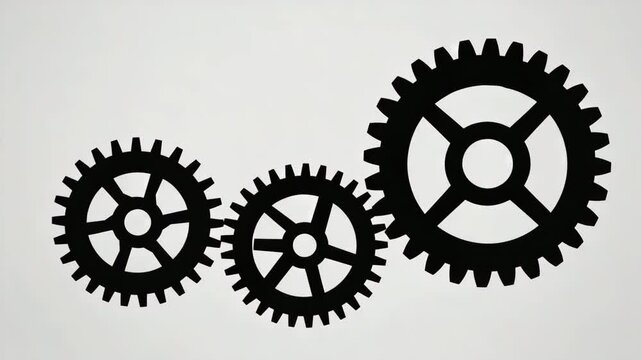 Animated Black Gear System Representing Industrial Mechanics